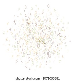 Handwritten numbers. .  Scribbled handwritten numbers for  card, poster, banner. Vector background with color numbers in primitive style. Simple pattern for your design.