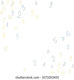 Handwritten numbers. .  Scribbled handwritten numbers for  card, poster, banner. Vector background with color numbers in primitive style. Simple pattern for your design.
