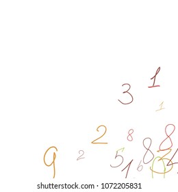 Handwritten numbers. .  Scribbled handwritten numbers for  card, poster, banner. Vector background with color numbers in primitive style. Simple pattern for your design.