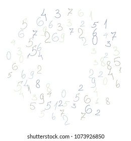 Handwritten numbers. .  Scribbled handwritten numbers for  card, poster, banner. Vector background with color numbers in primitive style. Simple pattern for your design.