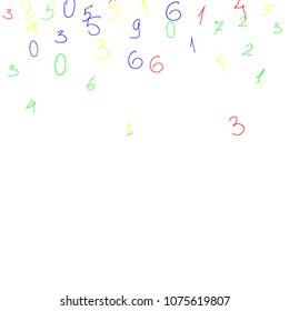 Handwritten numbers. .  Scribbled handwritten numbers for  card, poster, banner. Vector background with color numbers in primitive style. Simple pattern for your design.