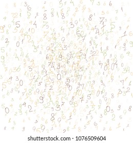Handwritten numbers. .  Scribbled handwritten numbers for  card, poster, banner. Vector background with color numbers in primitive style. Simple pattern for your design.