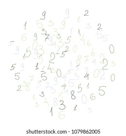 Handwritten numbers. .  Scribbled handwritten numbers for  card, poster, banner. Vector background with color numbers in primitive style. Simple pattern for your design.