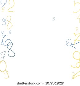 Handwritten numbers. .  Scribbled handwritten numbers for  card, poster, banner. Vector background with color numbers in primitive style. Simple pattern for your design.