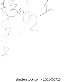 Handwritten numbers. .  Scribbled handwritten numbers for  card, poster, banner. Vector background with color numbers in primitive style. Simple pattern for your design.