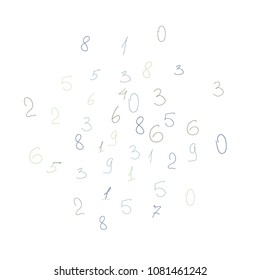 Handwritten numbers. .  Scribbled handwritten numbers for  card, poster, banner. Vector background with color numbers in primitive style. Simple pattern for your design.