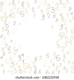 Handwritten numbers. .  Scribbled handwritten numbers for  card, poster, banner. Vector background with color numbers in primitive style. Simple pattern for your design.