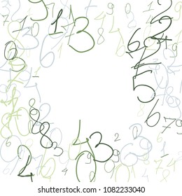 Handwritten numbers. .  Scribbled handwritten numbers for  card, poster, banner. Vector background with color numbers in primitive style. Simple pattern for your design.