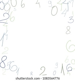 Handwritten numbers. .  Scribbled handwritten numbers for  card, poster, banner. Vector background with color numbers in primitive style. Simple pattern for your design.