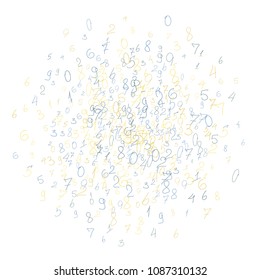 Handwritten numbers. .  Scribbled handwritten numbers for  card, poster, banner. Vector background with color numbers in primitive style. Simple pattern for your design.