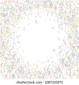 Handwritten numbers. .  Scribbled handwritten numbers for  card, poster, banner. Vector background with color numbers in primitive style. Simple pattern for your design.