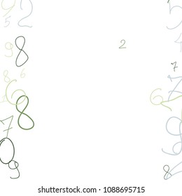 Handwritten numbers. .  Scribbled handwritten numbers for  card, poster, banner. Vector background with color numbers in primitive style. Simple pattern for your design.