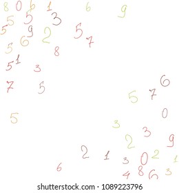 Handwritten numbers. .  Scribbled handwritten numbers for  card, poster, banner. Vector background with color numbers in primitive style. Simple pattern for your design.