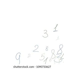 Handwritten numbers. .  Scribbled handwritten numbers for  card, poster, banner. Vector background with color numbers in primitive style. Simple pattern for your design.