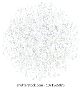 Handwritten numbers. .  Scribbled handwritten numbers for  card, poster, banner. Vector background with color numbers in primitive style. Simple pattern for your design.