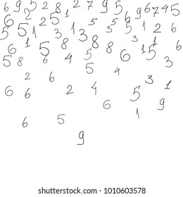 Handwritten numbers. Scribbled hand drawn numbers for card, poster, banner. Vector background with numbers in primitive style. Simple pattern for your design.