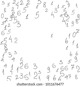 Handwritten numbers. Scribbled hand drawn numbers for card, poster, banner. Vector background with numbers in primitive style. Simple pattern for your design.