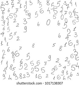 Handwritten numbers. Scribbled hand drawn numbers for card, poster, banner. Vector background with numbers in primitive style. Simple pattern for your design.