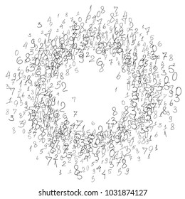 Handwritten numbers. Scribbled hand drawn numbers for card, poster, banner. Vector background with numbers in primitive style. Simple pattern for your design.