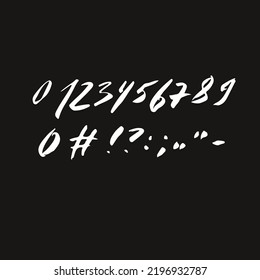Handwritten numbers, vector lettering, abstract text illustration isolated on background