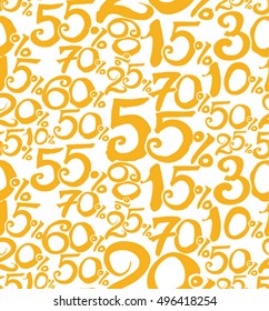 Handwritten numbers. The yellow figures background. Thematic Sale background.
