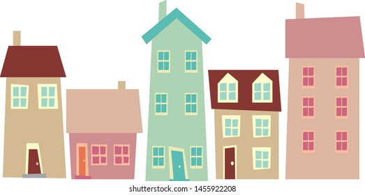 Handwritten old european cityscape variously