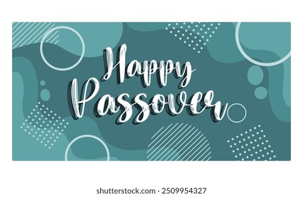 Handwritten on a blue background. Happy Passover for Christians. Passover Day concept. Flat vector illustration.