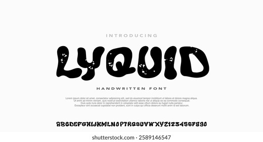 Handwritten Original liquid Font,Typeface Uppercase design for fashion,urban,art, surfing,lifestyle,streetwear.vector illustration