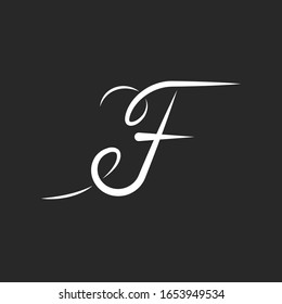 Handwritten Ornate F Letter Thin Monogram Stock Vector (Royalty Free ...