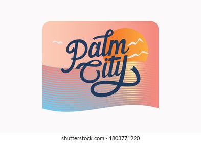 Handwritten palm city names lettering