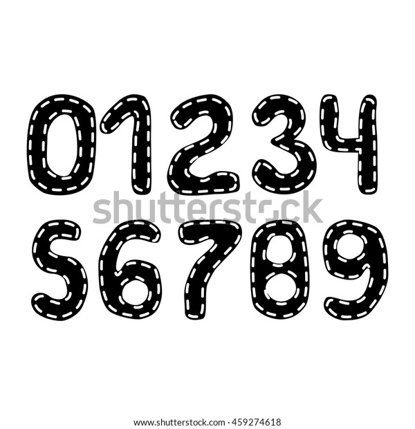 Handwritten Patch Numbers Vector Set 0123456789 Stock Vector (Royalty ...