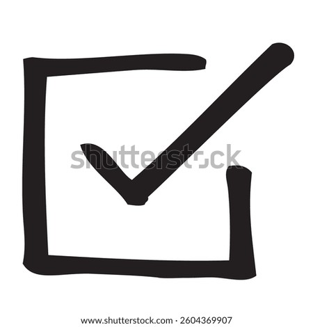 Handwritten pen drawing black checkmark icon