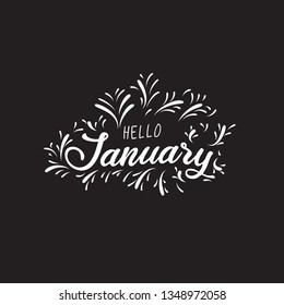  Handwritten phrase for banner, Hand drawn typography lettering phrase Hello january. Hello january  phrase for calendar, flyer, greeting card, calendar. - Vector 