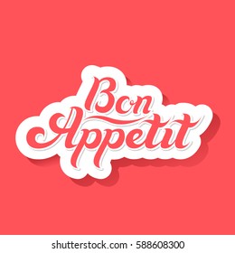 handwritten phrase "bon appetit", vector illustration