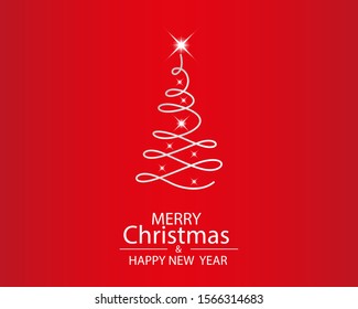 Handwritten phrase Holidays Cheer. Vector Christmas spruce illustration on red background.