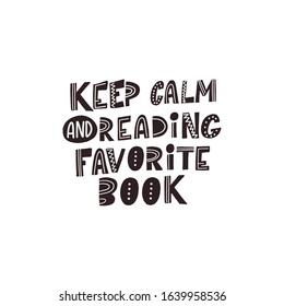 Handwritten phrases "Keep calm and reading favorite book".
