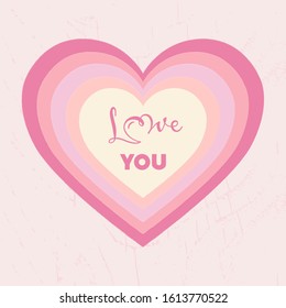 Handwritten phrases, love you. Hand drawn heart. Postcard design, greetings for Valentine's Day, birthday, banner, poster. Vector illustration EPS 10