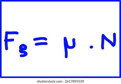 handwritten physics formula Friction force