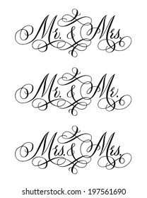 Hand-written With Pointed Pen And Ink And Then Autotraced Traditional Wedding Words For Heterosexual And Gay Couples.