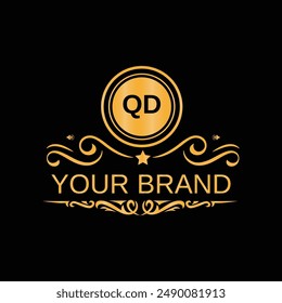 Handwritten QD letters logo design with vector