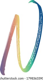Handwritten Rainbow Color Letter N