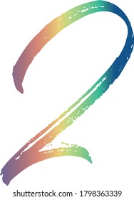 Handwritten Rainbow Color Number 2