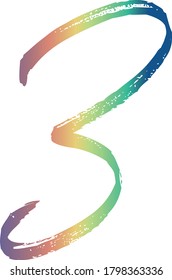 Handwritten Rainbow Color Number 3