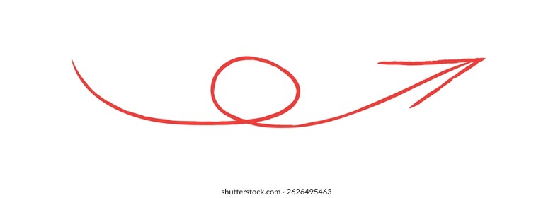 Handwritten red arrow swirling pointing up. Arrow drawn by hand with a line