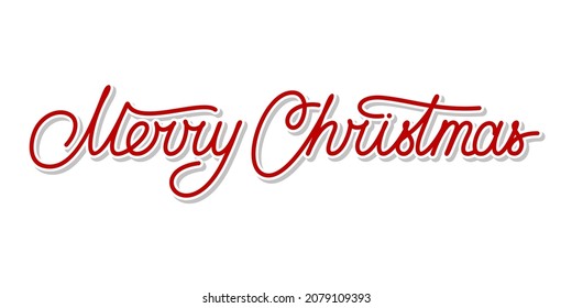 Handwritten Red Merry Christmas Font Lettering Calligraphy Vector Illustration