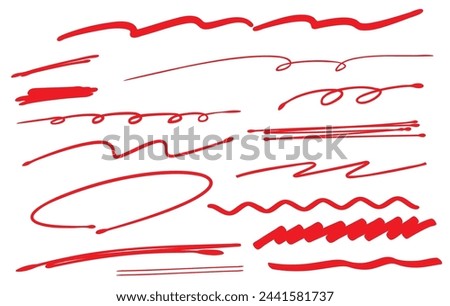 Handwritten red pen lines set