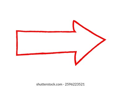 Handwritten right-pointing arrow vector red