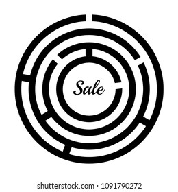 handwritten Sale text and labyrinth, vector illustration