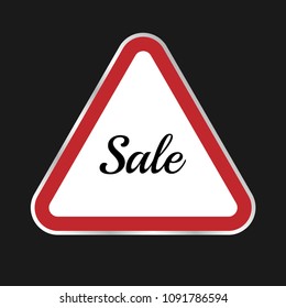 handwritten Sale text and  triangular sign , vector illustration