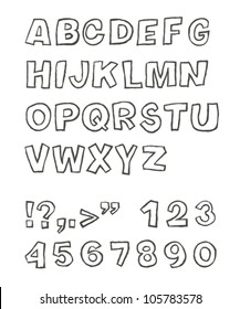 Handwritten sans-serif alphabet, vector, EPS 8